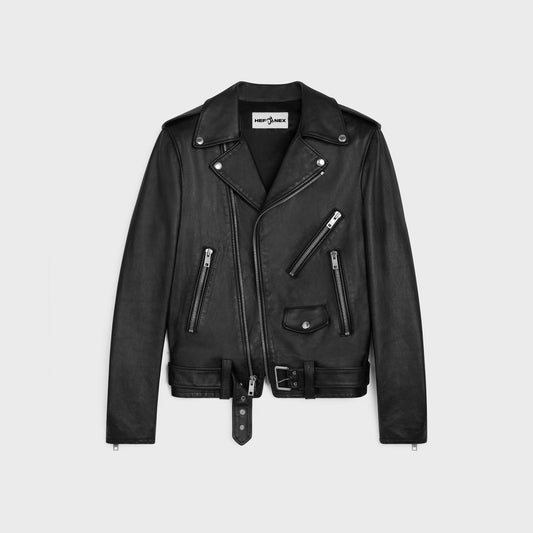 HEFNEX Timeless Black Leather Moto Jacket - The Ultimate Statement Piece for Bikers