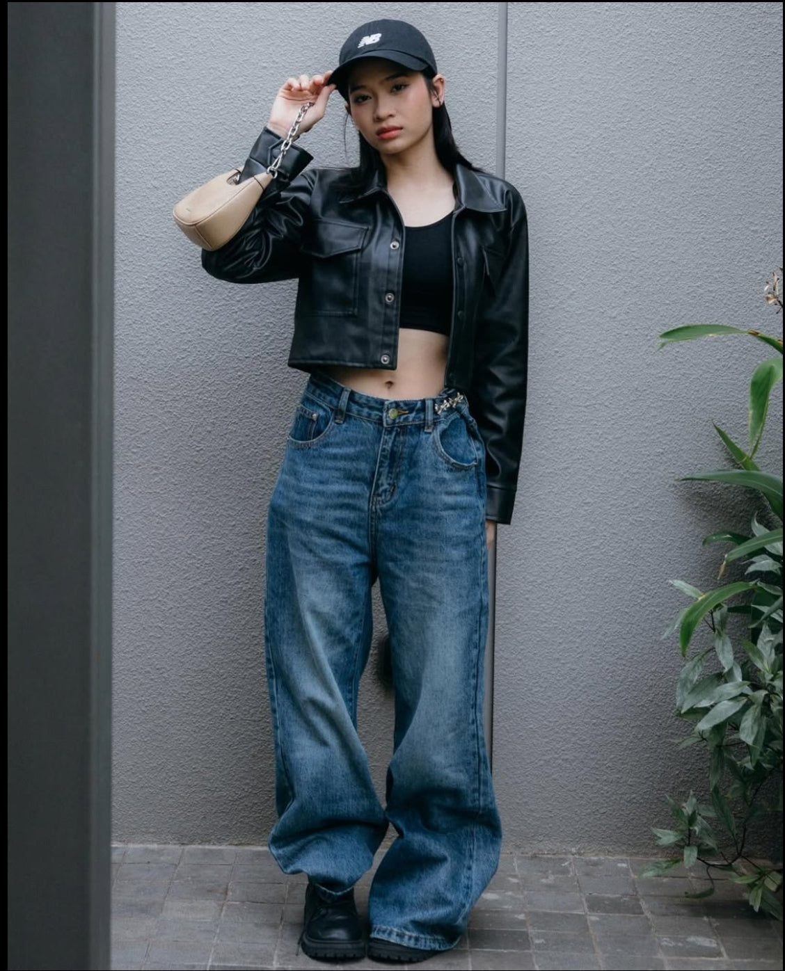HEFNEX Women's Urban Rebel Faux Leather Cropped Jacket with Pocket Detail & Street Style Edge