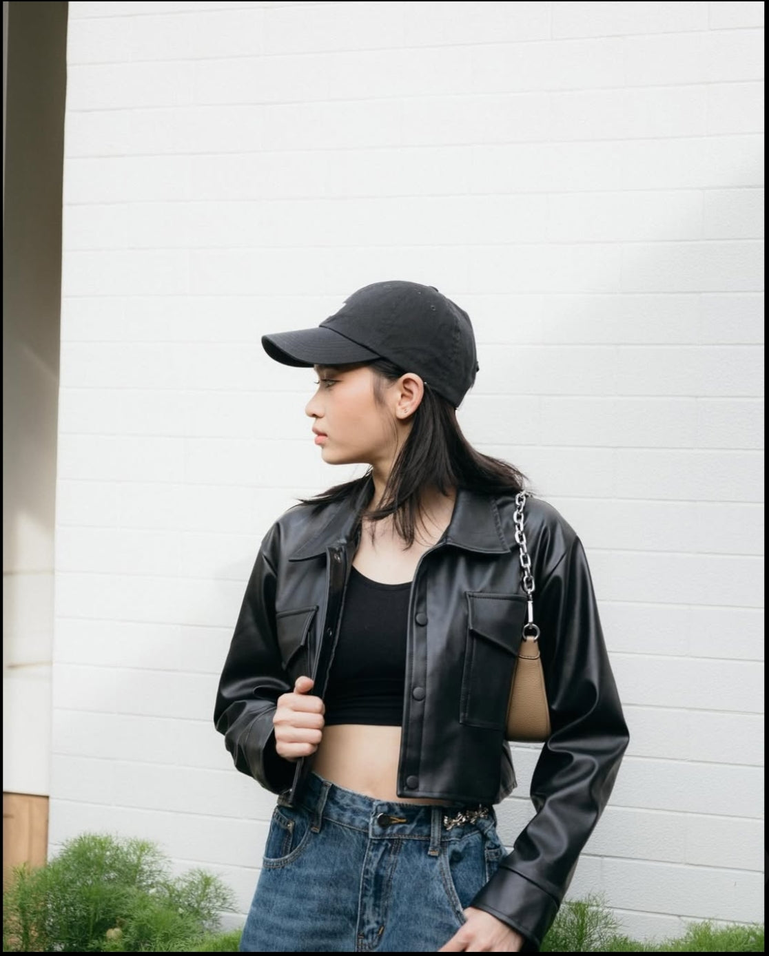 HEFNEX Women's Urban Rebel Faux Leather Cropped Jacket with Pocket Detail & Street Style Edge