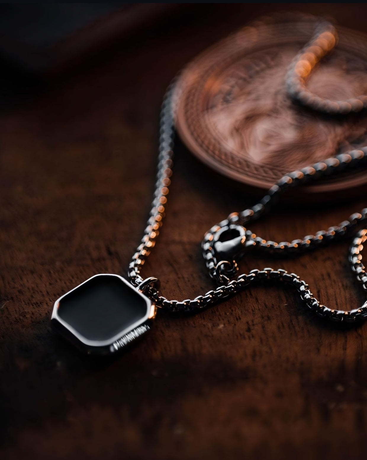 HEFNEX Noir Edge Onyx Pendant – Bold Elegance in Stainless Steel