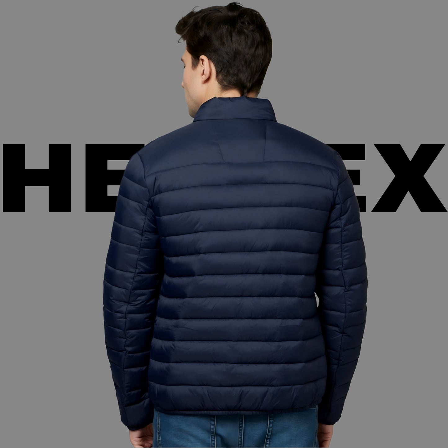 HEFNEX Blue Men's Lightweight Quilted Puffer Jacket with a Sleek Design and Warm Insulation