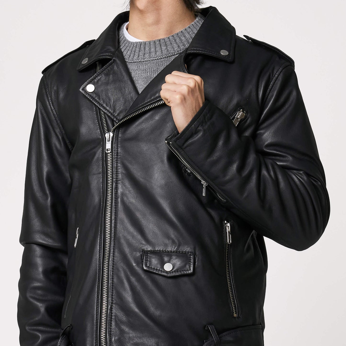 HEFNEX Premium Men’s Leather Jacket – One Piece Roronoa Zoro Anime Samurai Design