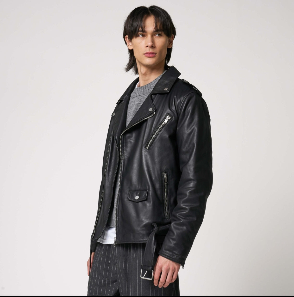 HEFNEX Premium Men’s Leather Jacket – One Piece Roronoa Zoro Anime Samurai Design