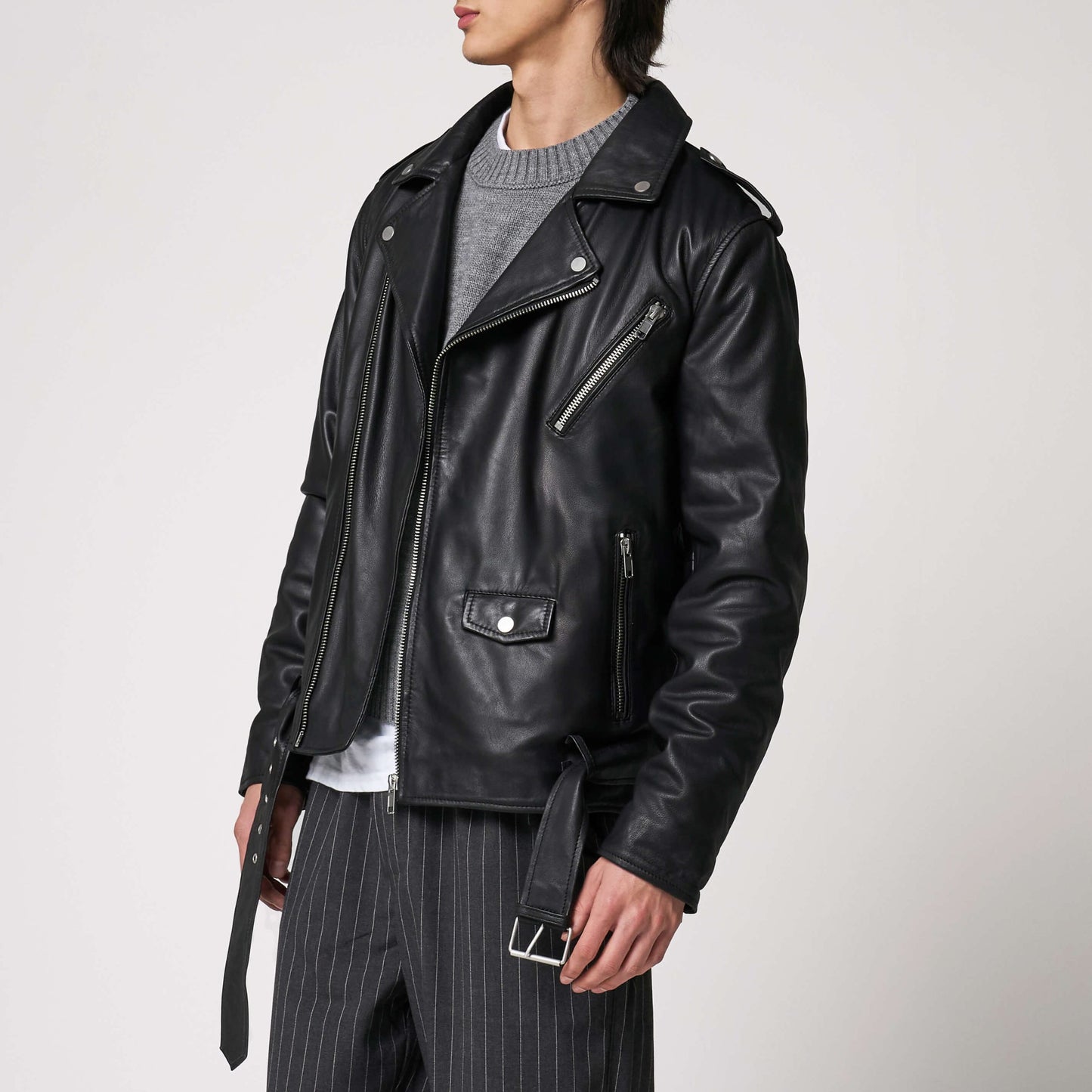 HEFNEX Premium Men’s Leather Jacket – One Piece Roronoa Zoro Anime Samurai Design