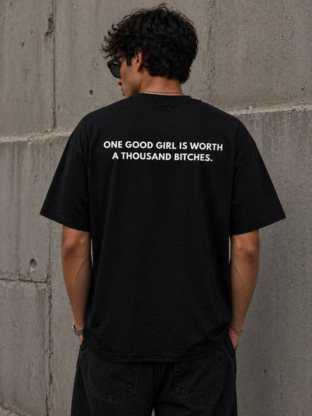 HEFNEX Men’s Casual Printed T-Shirt – Trendy Back Print Quote | Regular Fit Black Tee