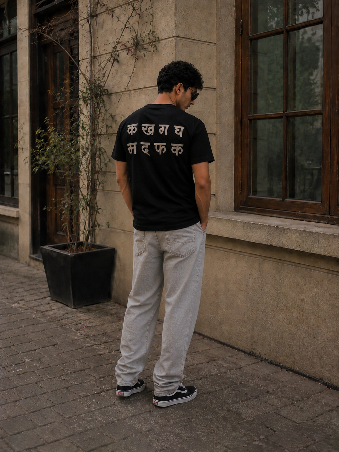 HEFNEX Premium Black Typography Back Print T-Shirt for Men Soft Cotton Casual Streetwear Tee