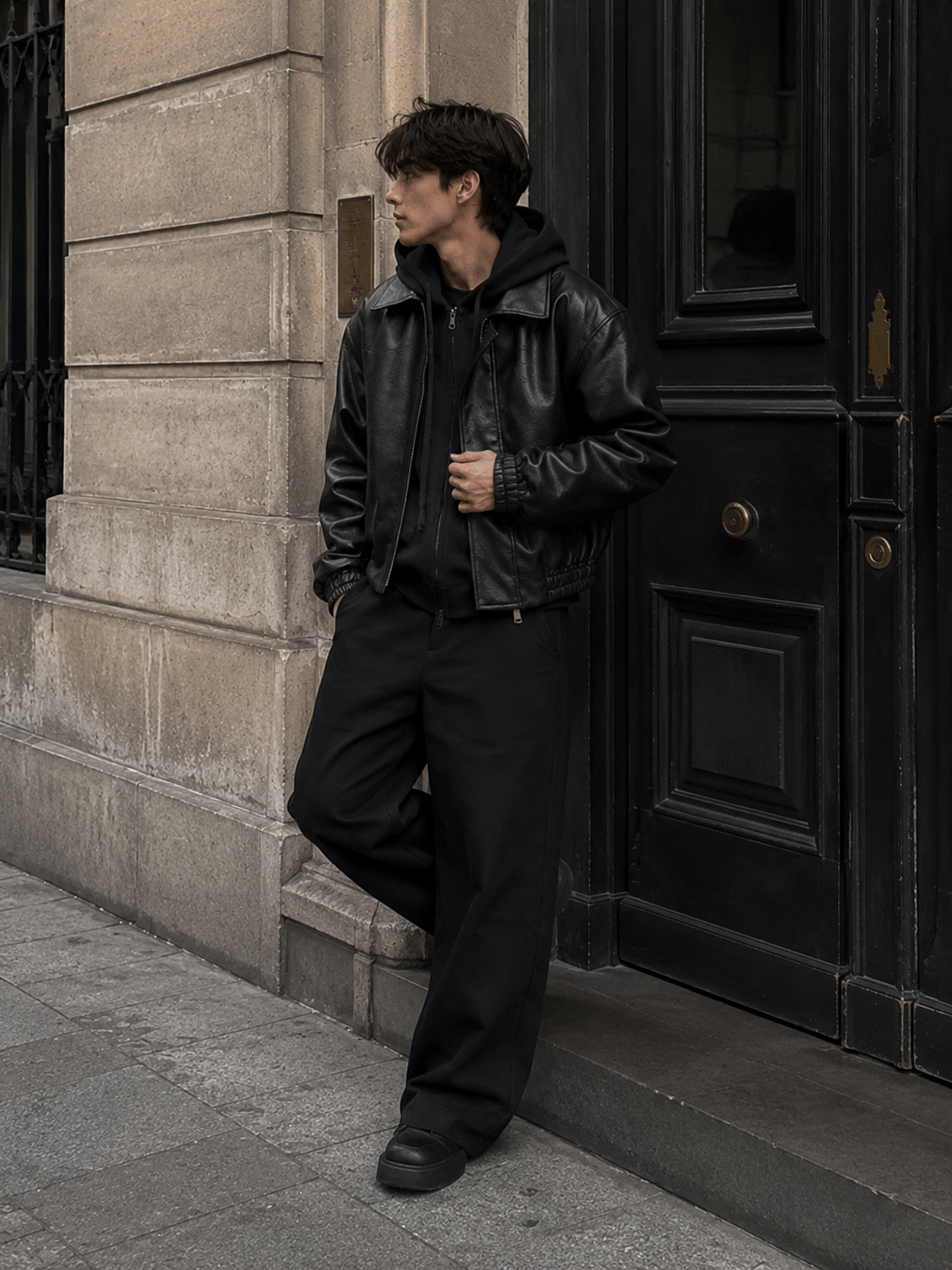 HEFNEX Men’s Signature Black Leather Jacket – Modern Relaxed Fit     Premium Casual Outerwear