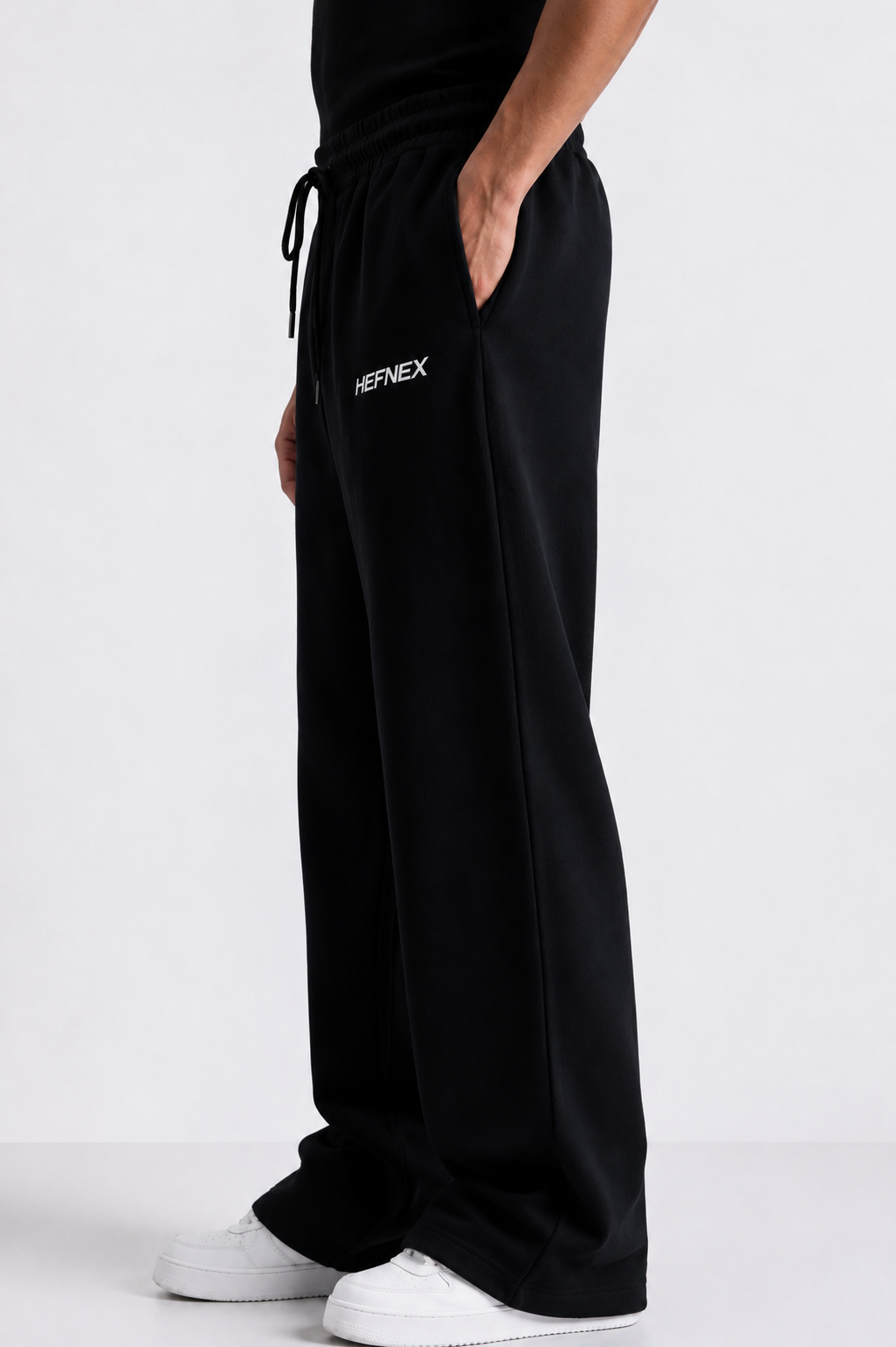 HEFNEX Black Oversized Track Pants | Baggy Relaxed Fit Streetwear Joggers