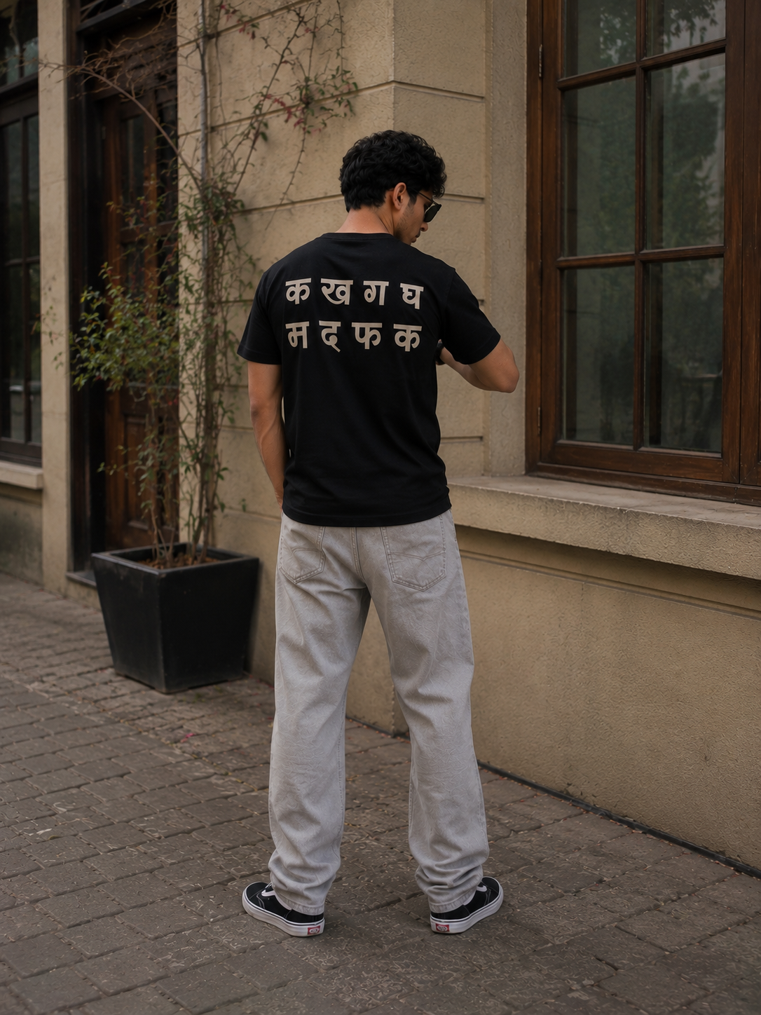 HEFNEX Premium Black Typography Back Print T-Shirt for Men Soft Cotton Casual Streetwear Tee