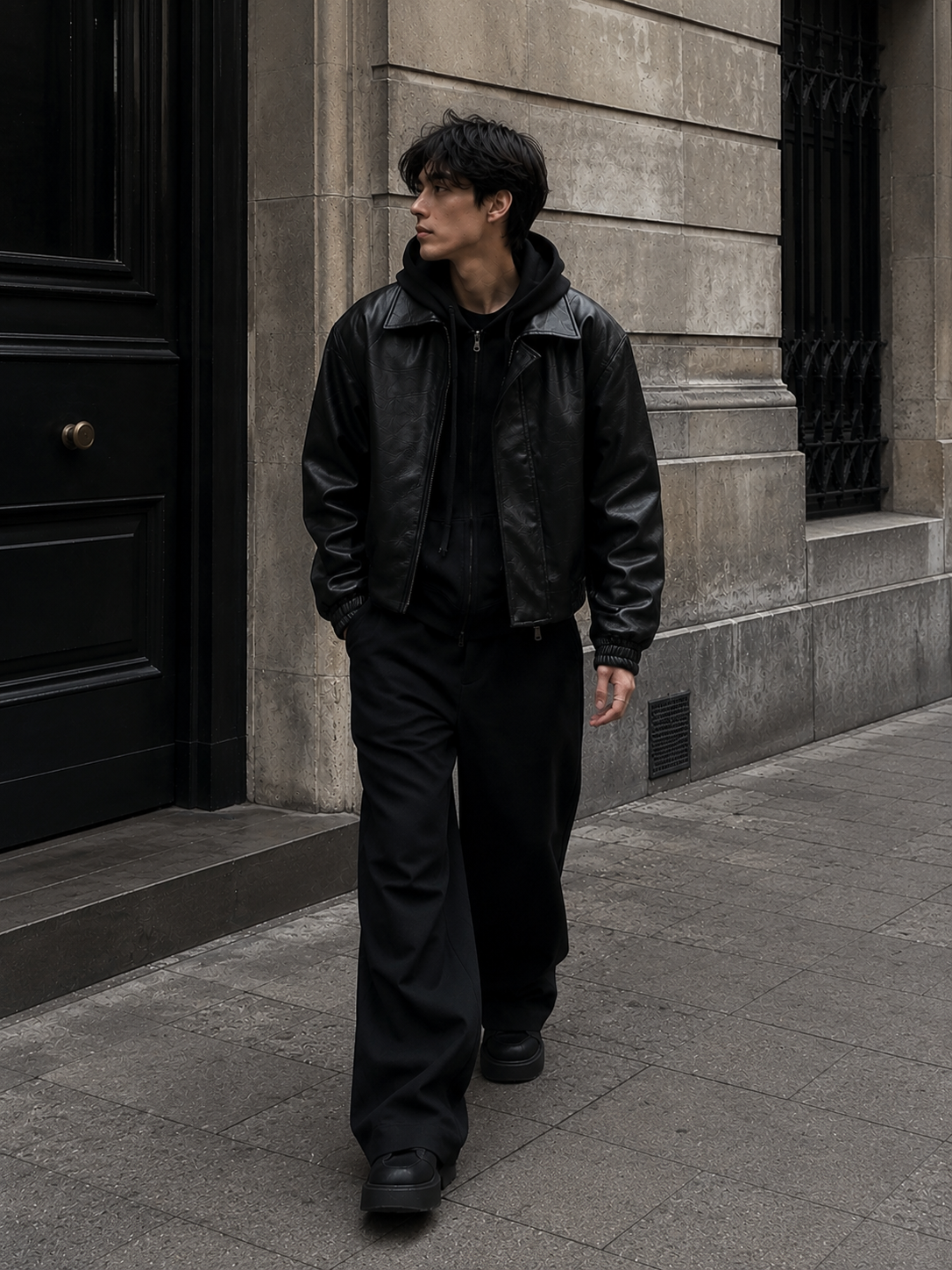 HEFNEX Men’s Signature Black Leather Jacket – Modern Relaxed Fit     Premium Casual Outerwear