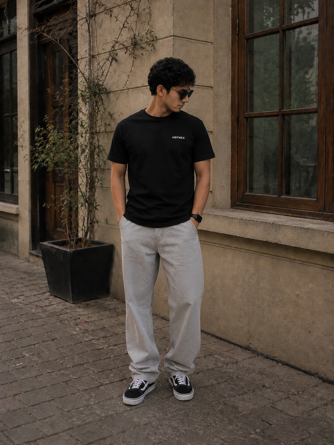 HEFNEX Premium Black Typography Back Print T-Shirt for Men Soft Cotton Casual Streetwear Tee