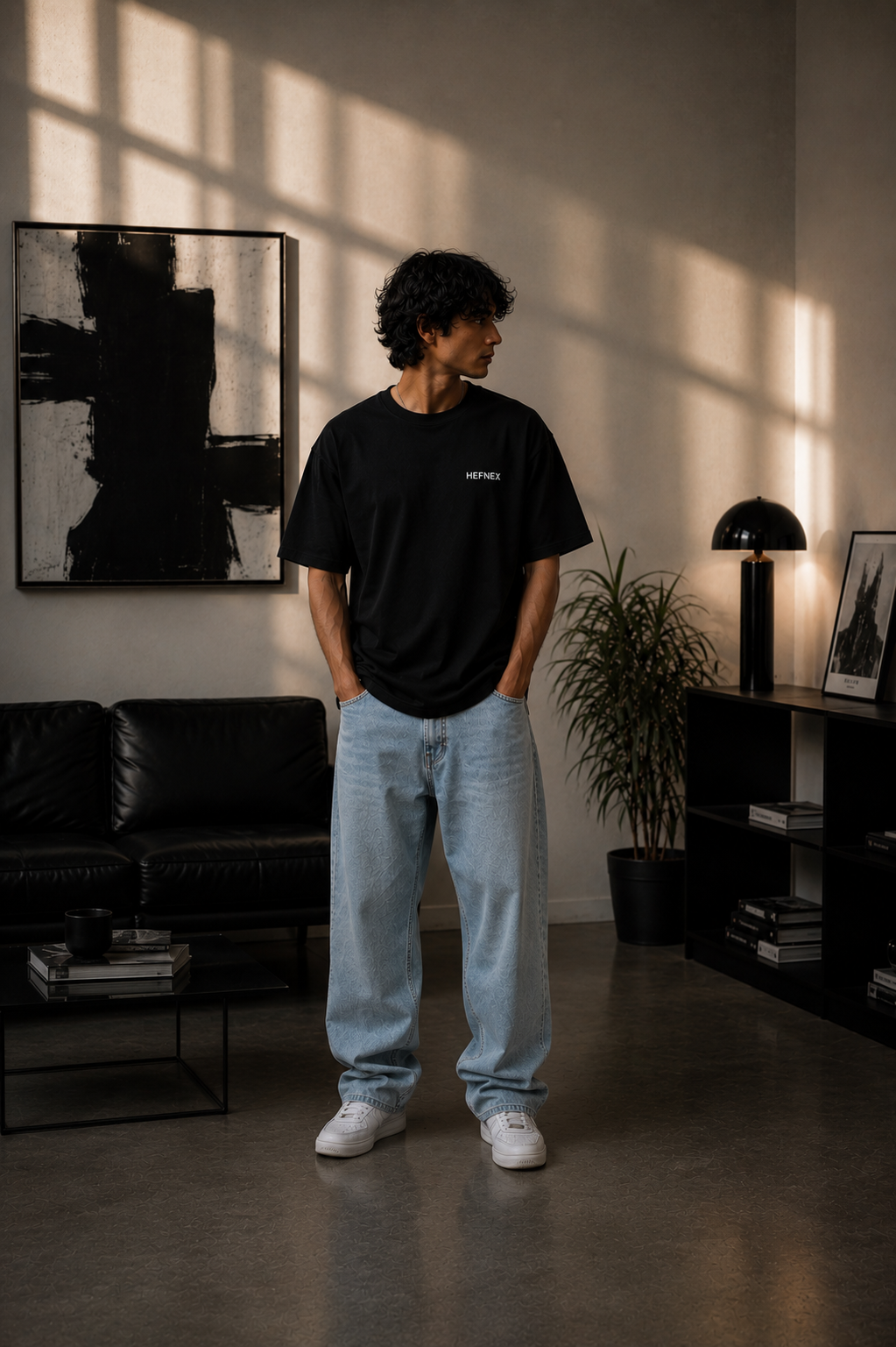 HEFNEX Regular Relaxed Fit Never Look Back Streetwear Graphic T-Shirt - Quote with Typography Design