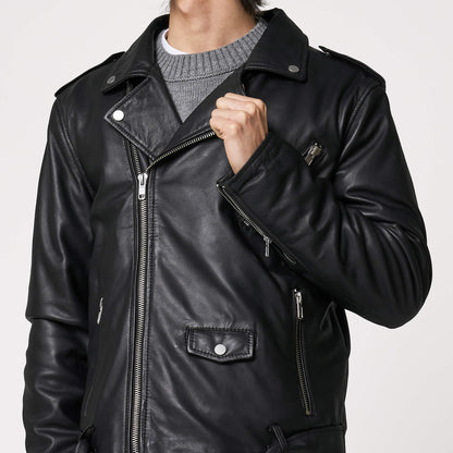 HEFNEX Premium Men’s Leather Jacket – One Piece Roronoa Zoro Anime Samurai Design