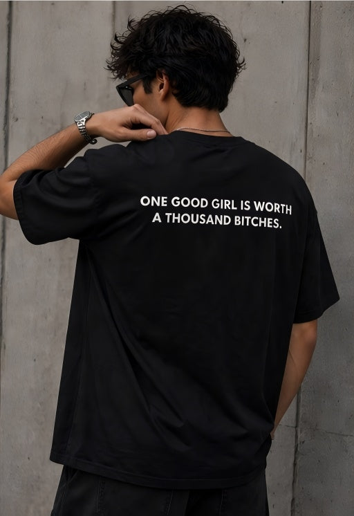 HEFNEX Men’s Casual Printed T-Shirt – Trendy Back Print Quote | Regular Fit Black Tee