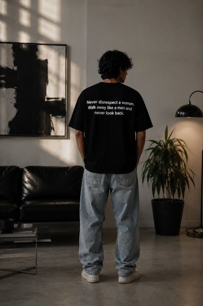 HEFNEX Regular Relaxed Fit Never Look Back Streetwear Graphic T-Shirt - Quote with Typography Design