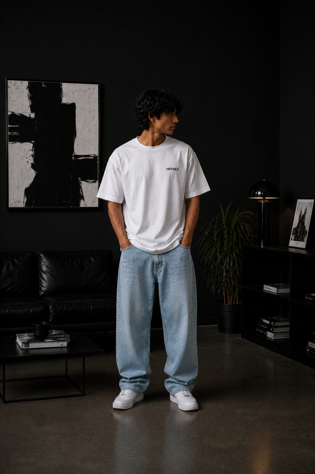 HEFNEX Regular Relaxed Fit Never Look Back Streetwear Graphic T-Shirt - Quote with Typography Design