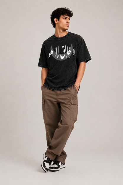 HEFNEX| No Creator Except Him| Arabic Calligraphy Faith Tee – Black Spiritual Streetwear Essential