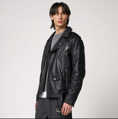 HEFNEX Premium Men’s Leather Jacket – One Piece Roronoa Zoro Anime Samurai Design