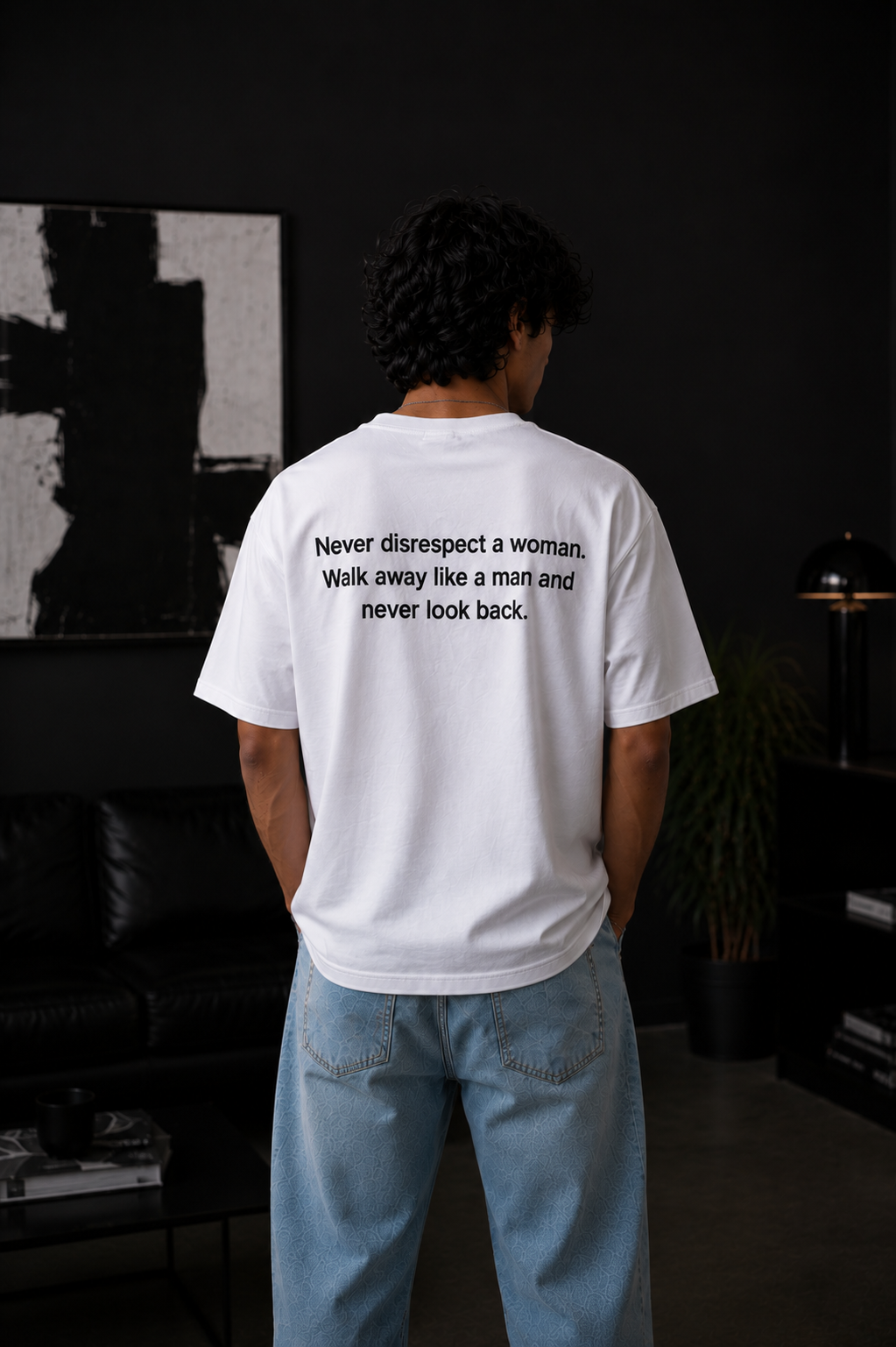 HEFNEX Regular Relaxed Fit Never Look Back Streetwear Graphic T-Shirt - Quote with Typography Design