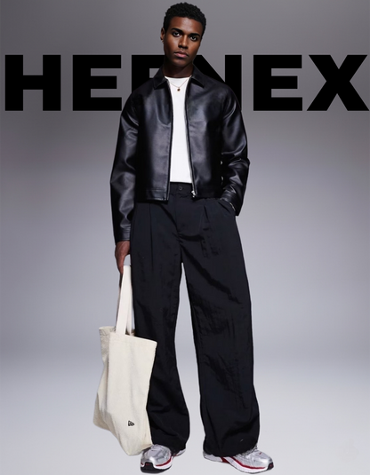 HEFNEX The Black Collared Leathery Luxe-A Bold Statement That Redefines Modern Street Elegance.