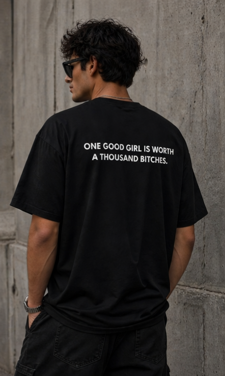 HEFNEX Men’s Casual Printed T-Shirt – Trendy Back Print Quote | Regular Fit Black Tee