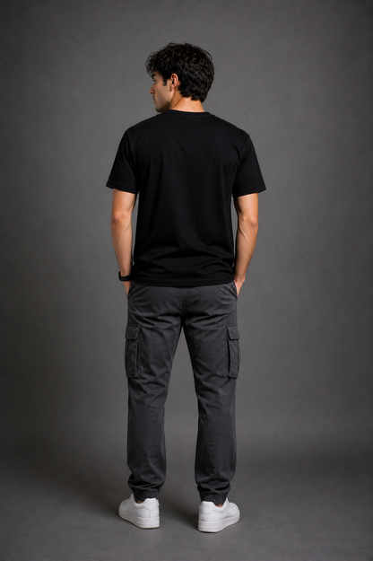 HEFNEX Assalamu Alaikum Printed T-Shirt – Elegant Minimal Typography | Black Cotton Casual Tee for Men