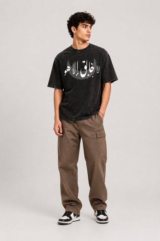 HEFNEX| No Creator Except Him| Arabic Calligraphy Faith Tee – Black Spiritual Streetwear Essential