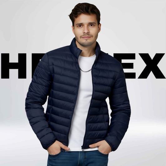 HEFNEX Blue Men's Lightweight Quilted Puffer Jacket with a Sleek Design and Warm Insulation