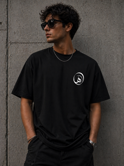 HEFNEX Men’s Casual Printed T-Shirt – Trendy Back Print Quote | Regular Fit Black Tee