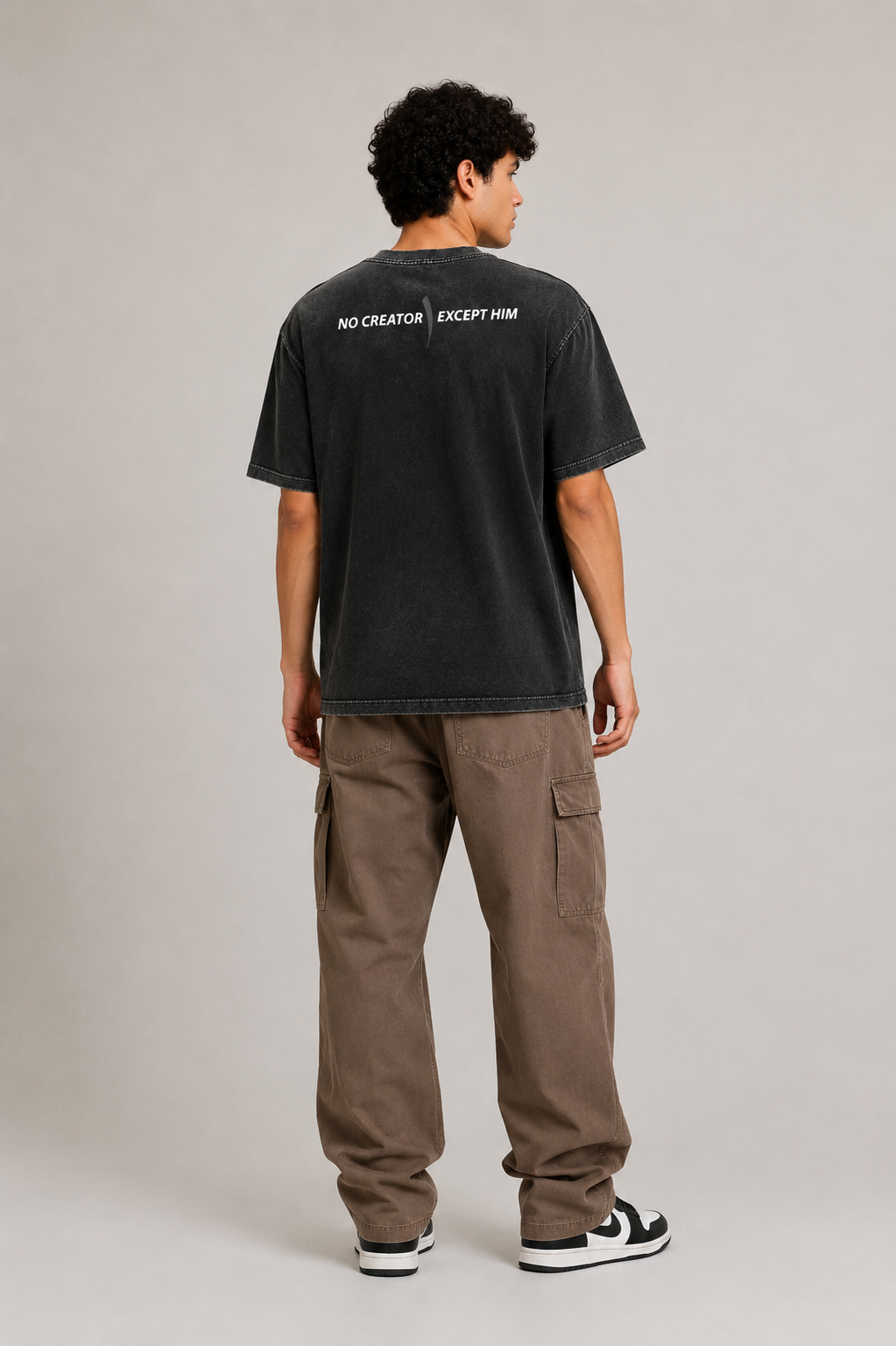 HEFNEX| No Creator Except Him| Arabic Calligraphy Faith Tee – Black Spiritual Streetwear Essential