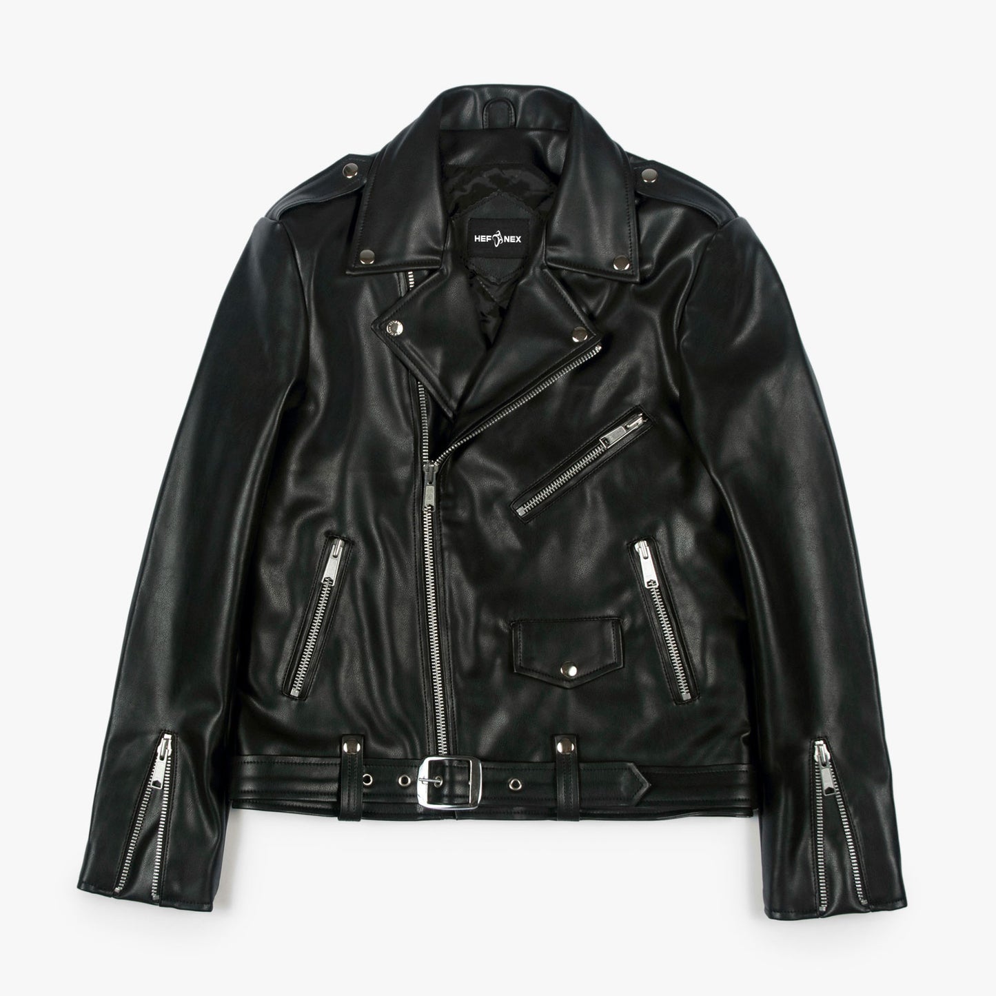 HEFNEX Midnight Rebel Rider Moto Jacket – Bold Skull & Motorcycle Graphic with Fiery Flames
