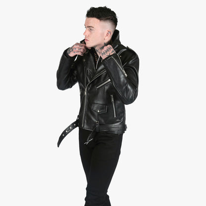 HEFNEX Midnight Rebel Rider Moto Jacket – Bold Skull & Motorcycle Graphic with Fiery Flames