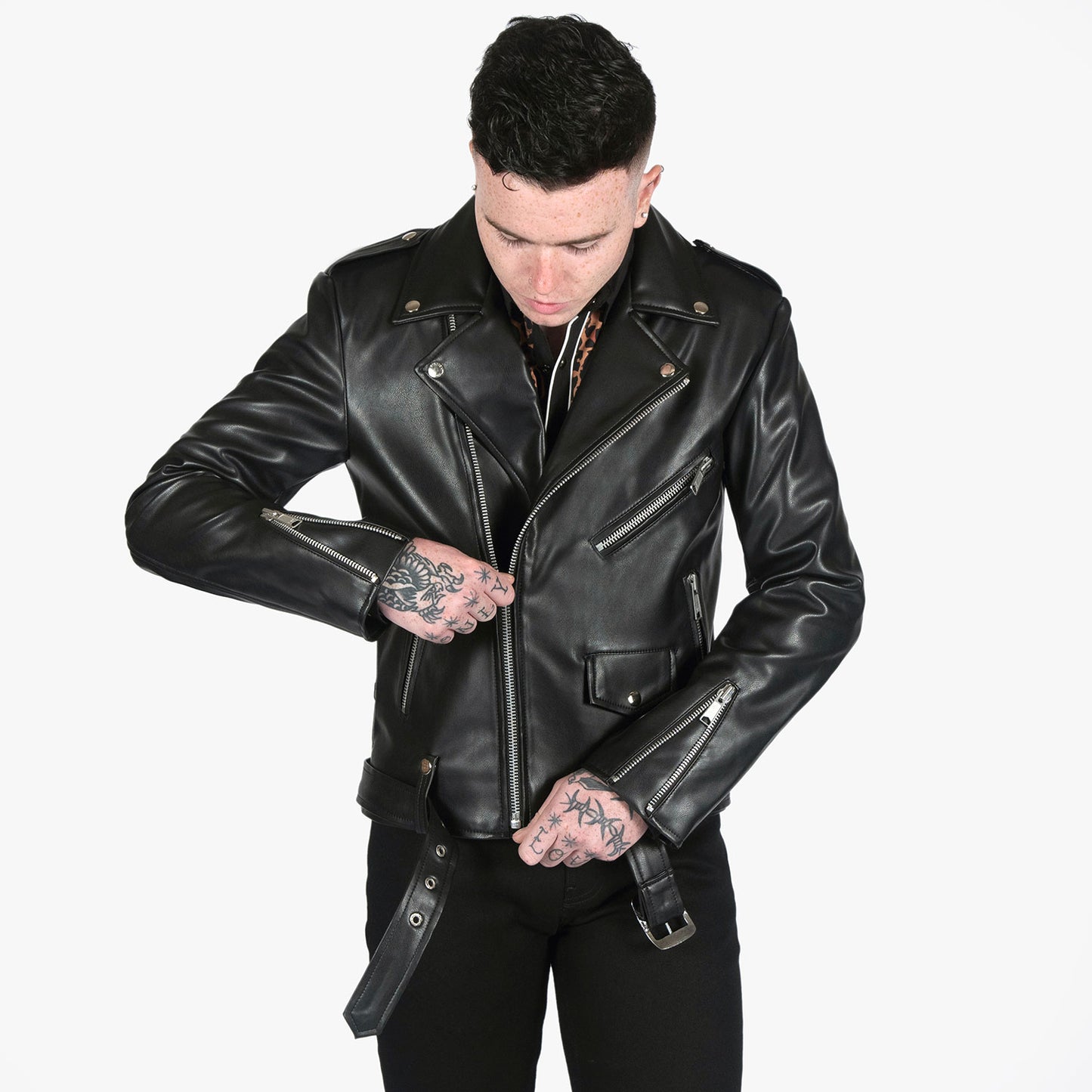 HEFNEX Midnight Rebel Rider Moto Jacket – Bold Skull & Motorcycle Graphic with Fiery Flames