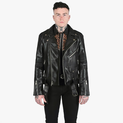 HEFNEX Midnight Rebel Rider Moto Jacket – Bold Skull & Motorcycle Graphic with Fiery Flames