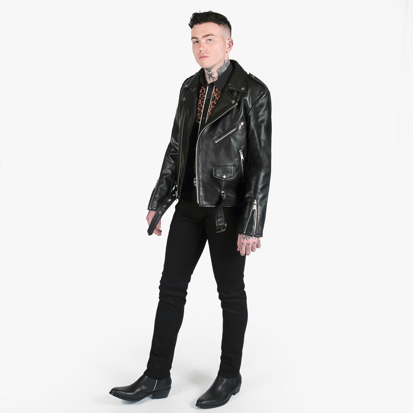 HEFNEX Midnight Rebel Rider Moto Jacket – Bold Skull & Motorcycle Graphic with Fiery Flames