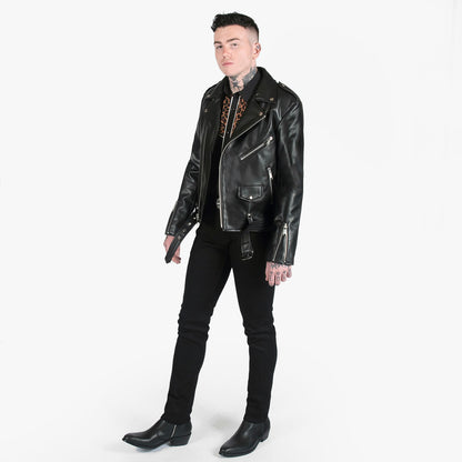 HEFNEX Midnight Rebel Rider Moto Jacket – Bold Skull & Motorcycle Graphic with Fiery Flames