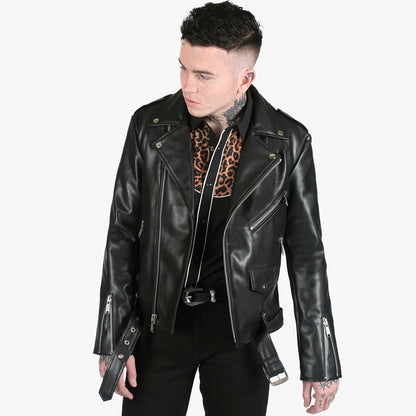 HEFNEX Midnight Rebel Rider Moto Jacket – Bold Skull & Motorcycle Graphic with Fiery Flames