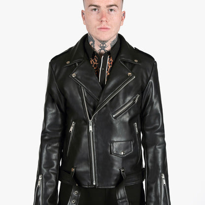 HEFNEX Midnight Rebel Rider Moto Jacket – Bold Skull & Motorcycle Graphic with Fiery Flames